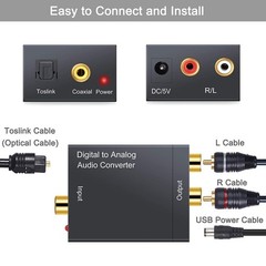 Digital To Analog Audio Converter Adapter (Black)