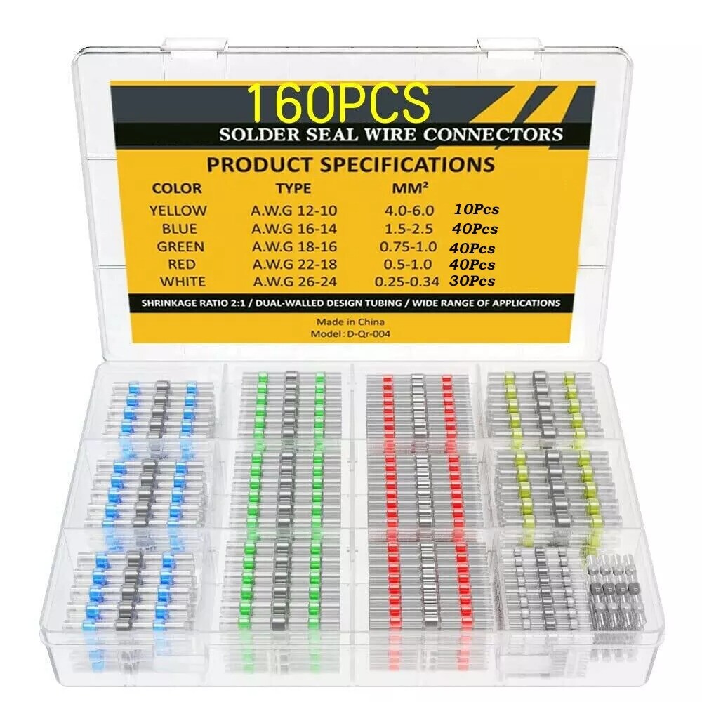 1000pcs Waterproof Solder Stick Seal Sleeve Heat Shrink Butt Wire Connectors Kit