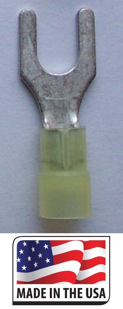 (100) 12-10 #6 NYLON FORK SPADE TERMINAL ELECTRICAL CONNECTOR MADE IN USA