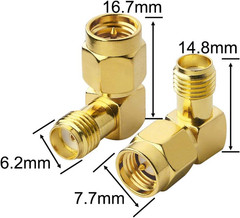 SMA Male to Female Right Angle 90-Degree Adapter Gold Plated Contacts Pack of 4…