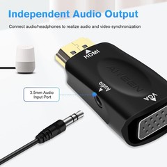 HDMI to VGA Adapter, 1080p HDMI Male to VGA Female Adapter with 3.5mm Audio J…