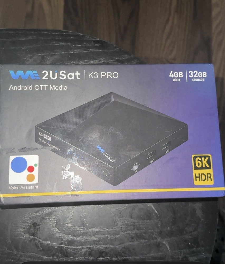 We2USat K3 PRO Android TV Box w/ Bluetooth Voice Remote & Wi-Fi 6