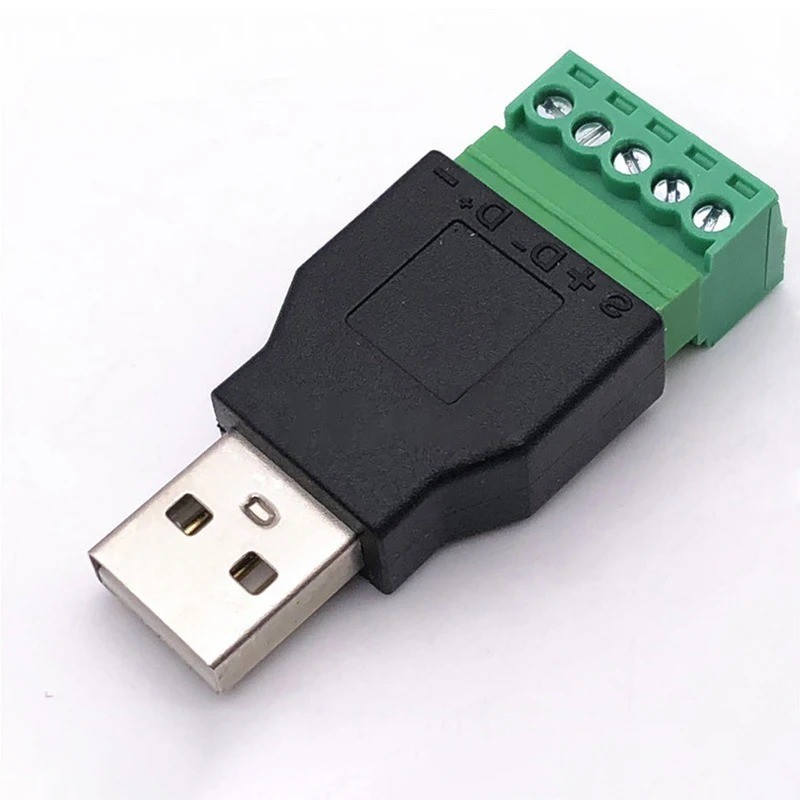 USB 2.0 Type A Male Female to 5Pin Screw Connector Jack Shield Terminal Plug