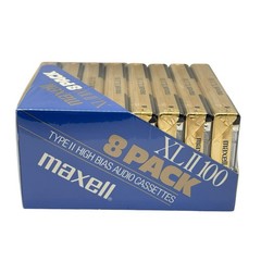 Maxell High Bias XLII 100 Minute Blank Audio Cassettes Box of 8 New Sealed NOS