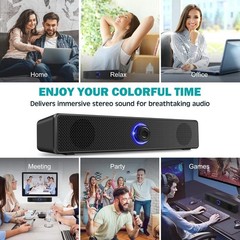 Stereo Bass Sound Computer Speakers 3.5mm USB Wired Soundbar for Desktop Laptop