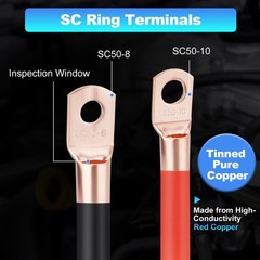 0 Gauge Wire 1/0 AWG Battery Cable (20FT Red+20FT Black) For Car Audio Speaker