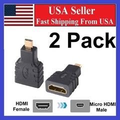 2 Pack Micro HDMI Type D Male To HDMI A Female Cable Adapter Converter Connector