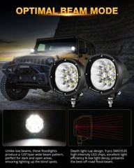 AUXBEAM 4″ 90W Round LED Work Light Bar 4WD Offroad Flood Pods Fog Driving Lamps