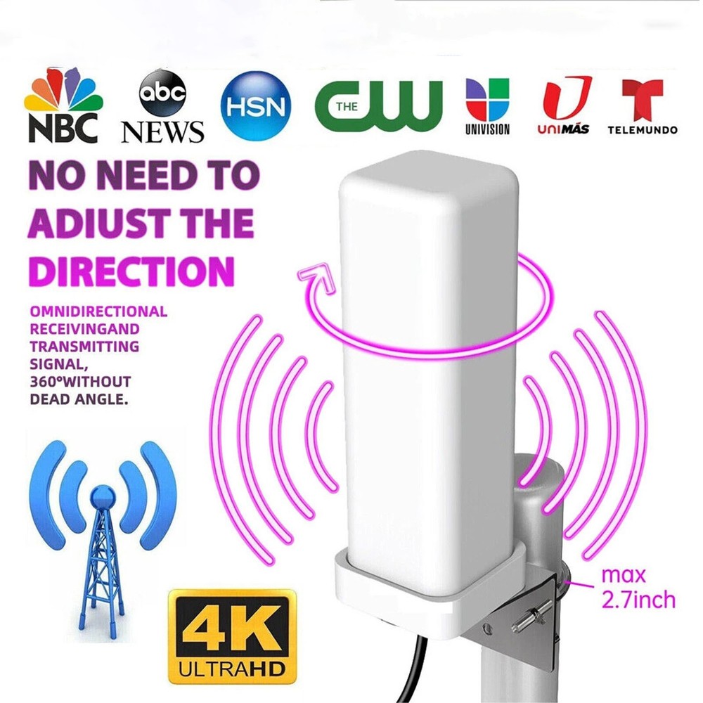 HD 4K Digital TV Antenna 6000 Miles HDTV 1080P Outdoor 360° Signal Amplified