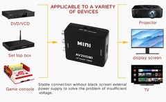 AV to HDMI 1080P RCA CVBS Video Audio Composite Converter Mini Adapter HDTV/DVD