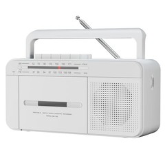 Portable Cassette Player Recorder Boombox with AM/FM Radio, AC or Battery White