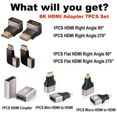 HDMI Adapter Kits, 7-Pack Mini/Micro/Right Angle Male to Female…