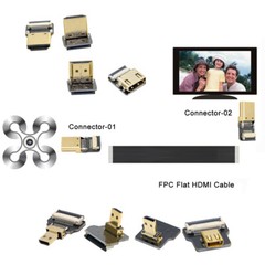FPV HDMI Ribbon Cable Up Angled 90 Degree Micro HDMI to Mini HDMI Male FPC FFC