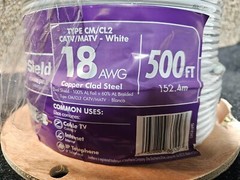 Southwire 56918345 500-Feet Dual Shields Type RG 6/U 18 AWG Coaxial Cable; White