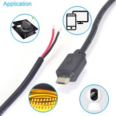 5pcs 1Ft Micro USB Male Plug Cable 2 wires Power Pigtail Cable DC Cord DIY US