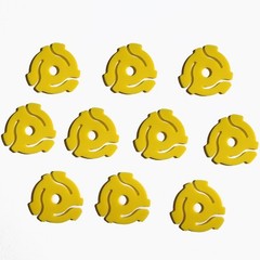 10 PCS Yellow Plastic 45 RPM 7 Inch Vinyl Record Adaptor Inserts Turntable