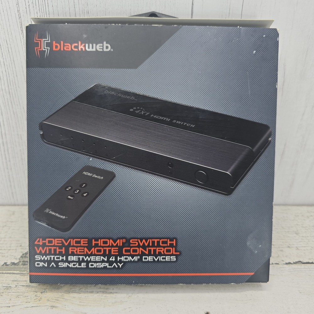 Blackweb 4 Device HD 1080p Up to 4K HDMI Switch w/ Remote Control New Open Box