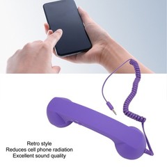 3.5mm Retro Radiation Proof Wired Telephone Handset Purple Cell Phone Handset