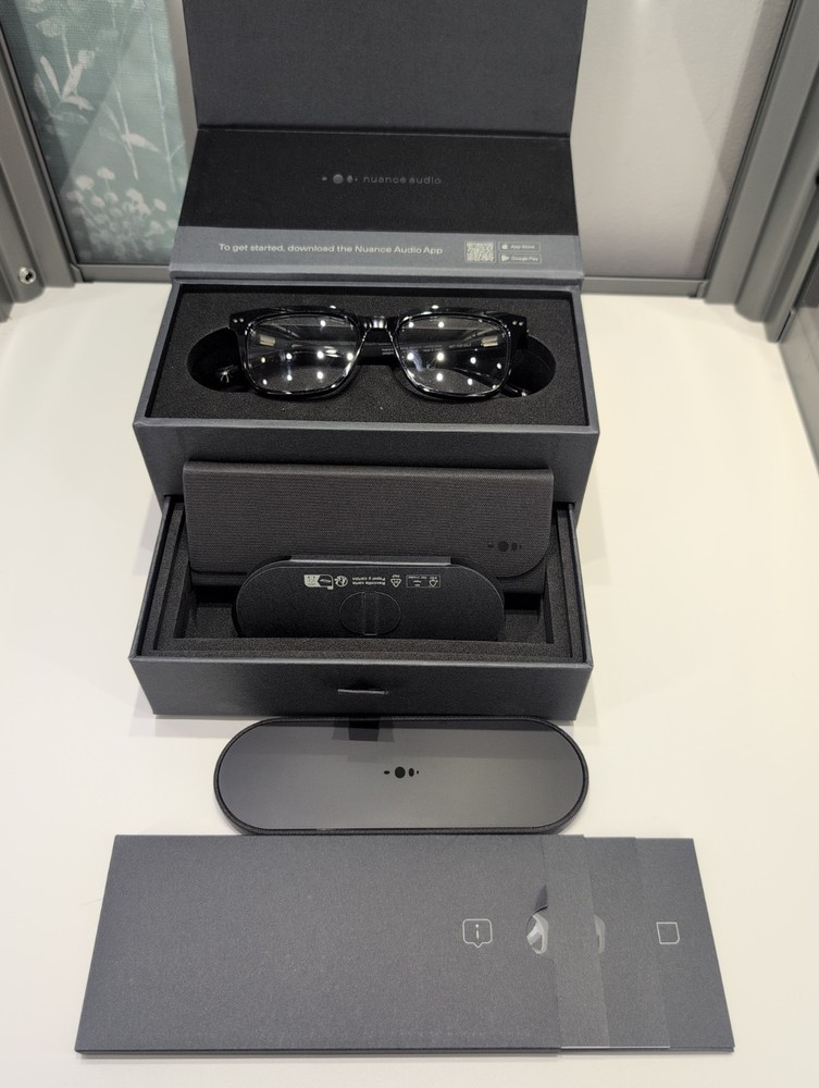 Nuance Audio Smart Glasses Square 54 Black Hearing Assist [NEW OPEN BOX]