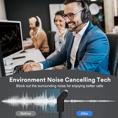 Bluetooth Headsets with Microphone & USB Dongle, 30 Hours Talk Time & 33ft Ra…