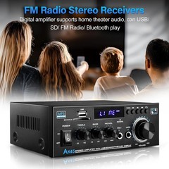 Stereo Receiver AK45: Bluetooth 5.0 300Wx2 Max Power Stereo Home Audio Amplifier