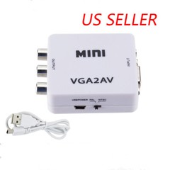 VGA to AV RCA Composite Converter Adapter Box with Audio PC to TV