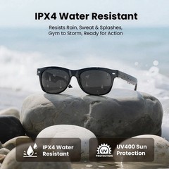 WeariQ Smart UV400 Polarized Bluetooth Sunglasses, IPX4 Waterproof, Touch Contr…