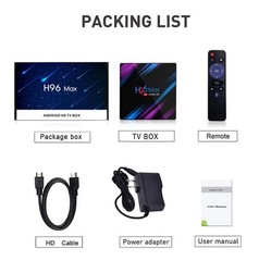 H96 MAX RK3318 Smart TV BOX Android 9.0 4GB 64GB Quad Core 1080p 4K LED screen