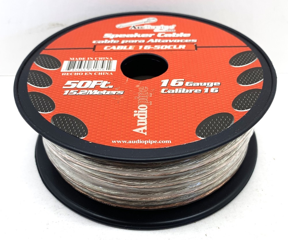 Roll 50ft 16 Gauge Clear 2 Conductor Speaker Wire for Car Audio and Home Stereo