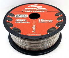 Roll 50ft 16 Gauge Clear 2 Conductor Speaker Wire for Car Audio and Home Stereo