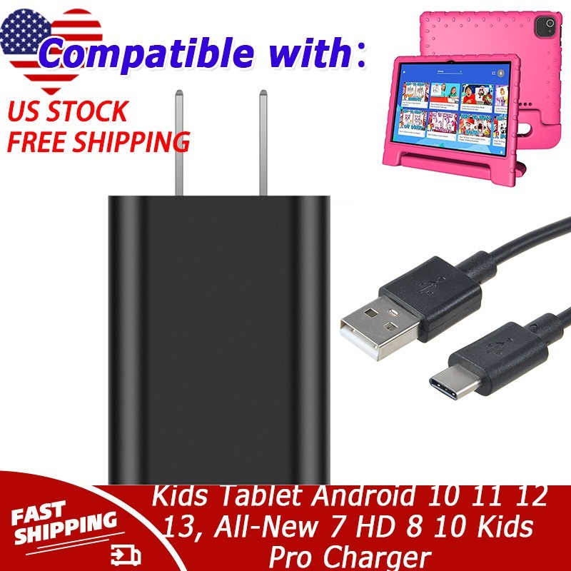 Charger for Kids Tablet Android 10 11 12 13, All-New 7 HD 8 10 Kids Pro