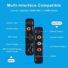 HDMI ARC Audio Extractor 192KHz DAC Converter SPDIF Optical Coaxial RCA 3.5mm