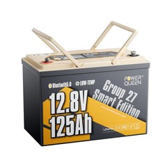 Used Power Queen 12V 125Ah Smart LiFePO4 Lithium Battery Deep Cycle Group 27