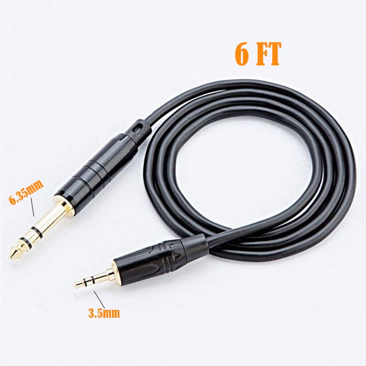 6.35mm 1/4″ to 3.5mm 1/8″ Male TRS Stereo Audio Adapter Conversion Cable 6ft