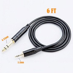 6.35mm 1/4″ to 3.5mm 1/8″ Male TRS Stereo Audio Adapter Conversion Cable 6ft
