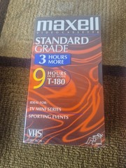 2 Ct Lot Maxell Standard Grade T-180 9 Hours Blank VHS Tape – New Sealed Plus 1