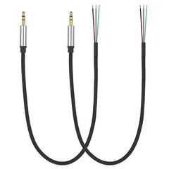 2 Pack Replacement 3.5mm Male Plug to Bare Wire Audio Repair Cable – 12in