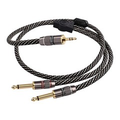 3.5mm TRS to Dual 6.35mm TS Y Splitter Cable, 1/8 to 1/4 Stereo Audio Cord, 6.56