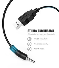 BERLAT 3.5mm Male AUX Audio Jack to USB 2.0 Male Charge Data Cable Cord, 2pac…