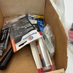 Junk Drawer Mixed Lot Vtg Electronics Probe, Drill, Sealant, Batteries etc
