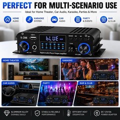 Home Theater Bluetooth Stereo Amp, 4-Ch Receiver