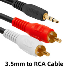 6ft (1/8″) 3.5mm AUX Stereo to 2 RCA Male Audio Y Cable Adapter Cord MP3 iPod