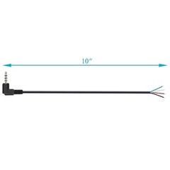 Compact 3.5mm Audio Repair Cable: Right Angle Male to Bare Wire – 10 inches