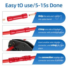 500PCS Butt Splice Connectors Insulated Electrical Straight Wire Crimp Terminals