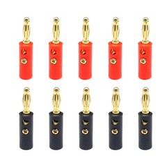 10Pcs Gold Plated Banana Plugs Audio Jack Speaker Wire Cable Screw Connector 4mm