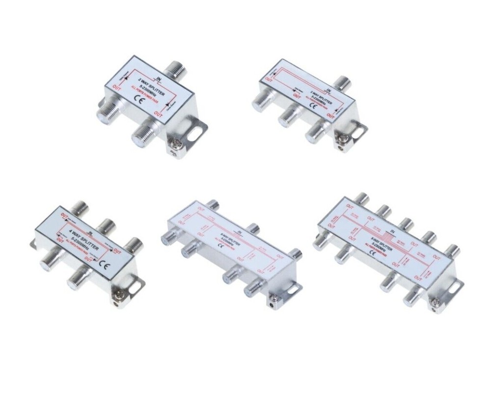 2 3 4 6 8-Way TV Coaxial Cable Splitter 5-2300 MHz RG6 RG59 HDTV Satellite LOT