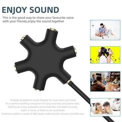 5-Way 3.5mm Audio Headphone Jack Splitter Adapter – Multi Earphone Aux 5 Ports