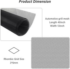 40×13″ Car Grill Mesh for Bumper,Cuttable Metal Mesh Grill with 3x6mm Diamond Sh