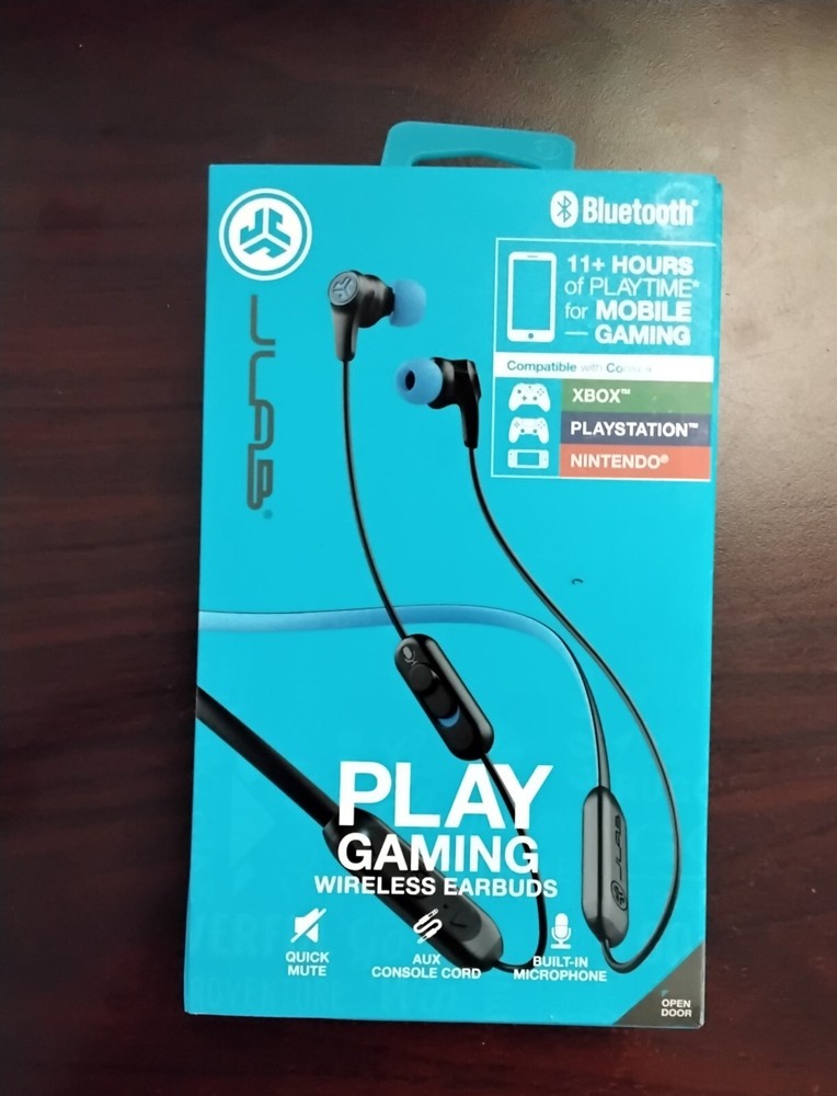 JLab Play Gaming Wireless Bluetooth Earbuds Black / Blue New