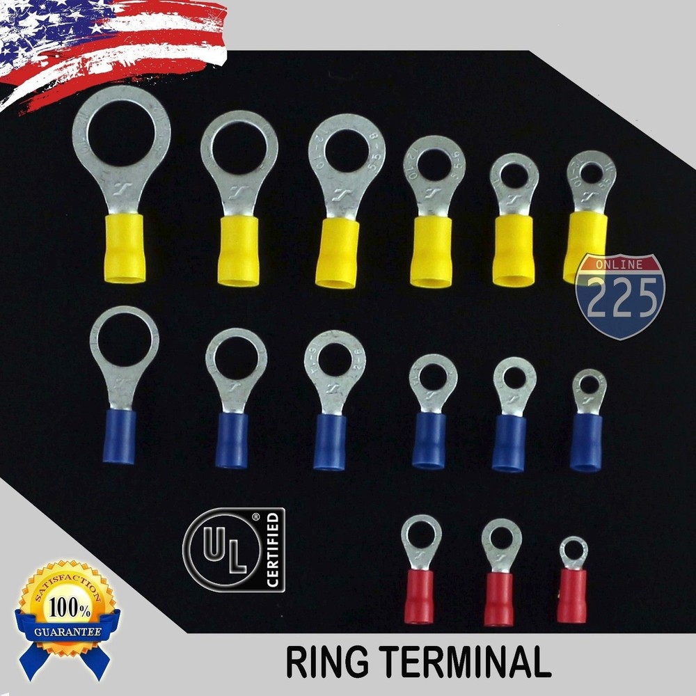 Insulated Vinyl Wire Ring Terminals Tin Copper Core 12-10 16-14 & 22-18 AWG LOT